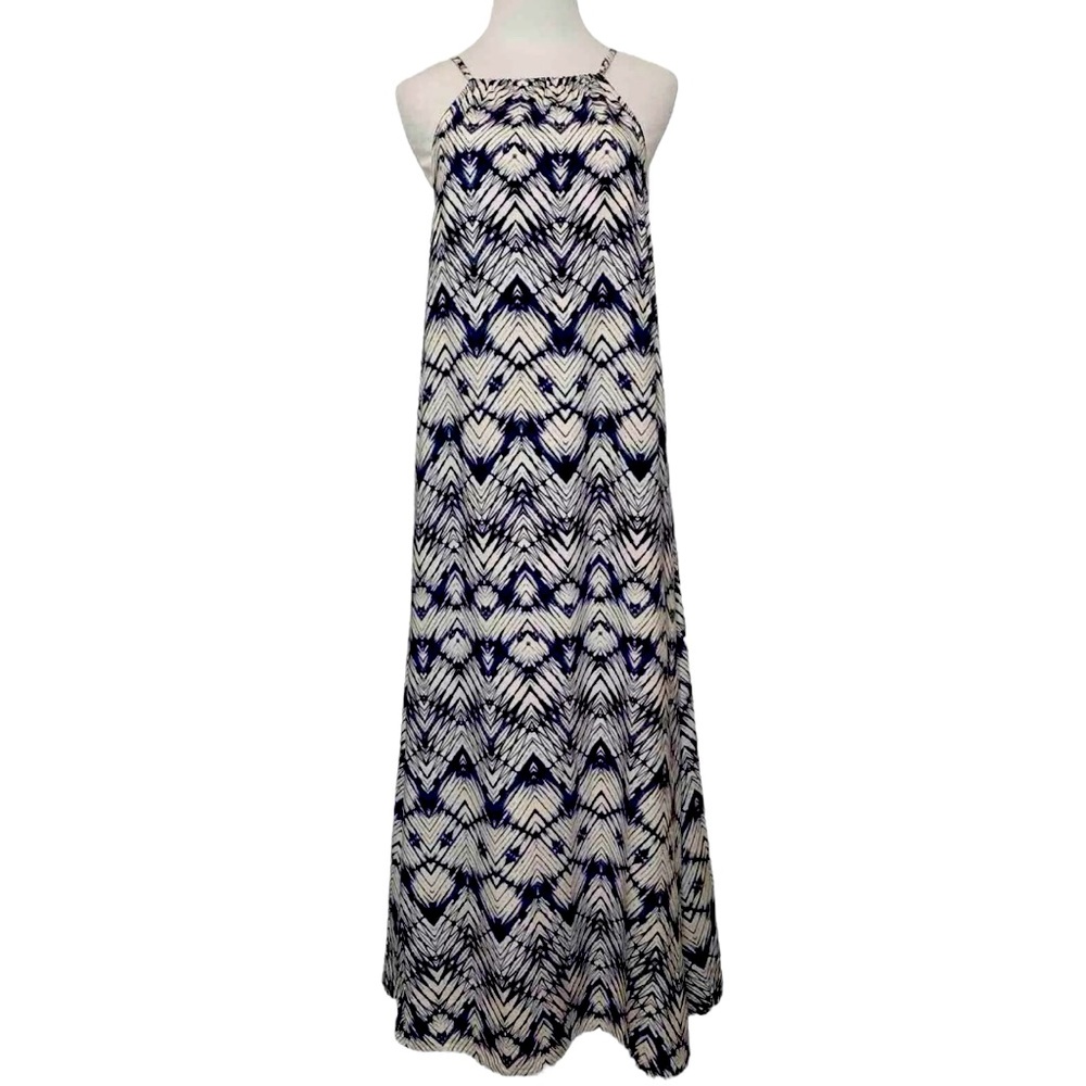 GARNET HILL Navy & Cream Halter Tie Midi Dress - Size 8 NWOT